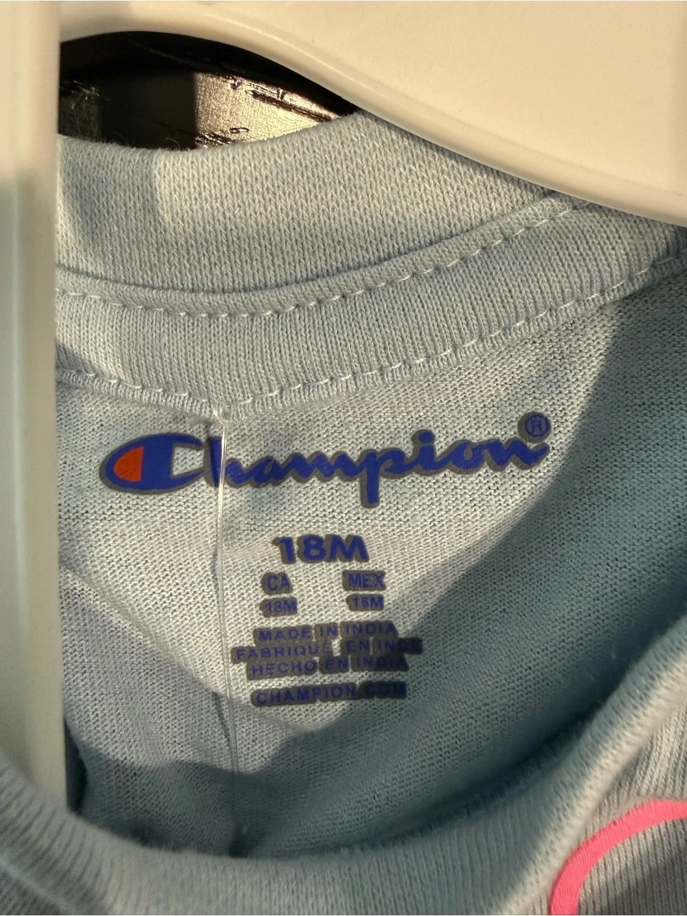Champion Light Blue Girls Tee & Shorts Set with Neon Hearts